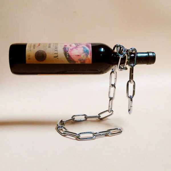 mirusha Floating Iron Chain Wine Bottle Holder – Unique Balancing Wine Display