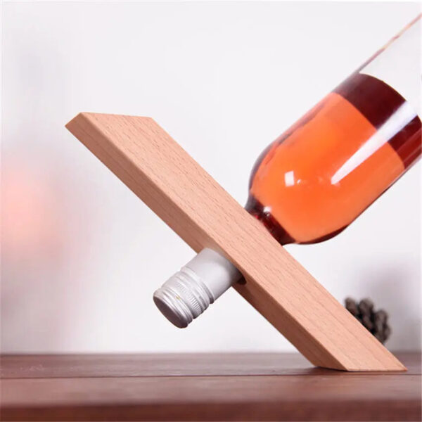 mirusha Balancing Wooden Wine Bottle Holder – Elegant Rustic Wine Display - Image 5