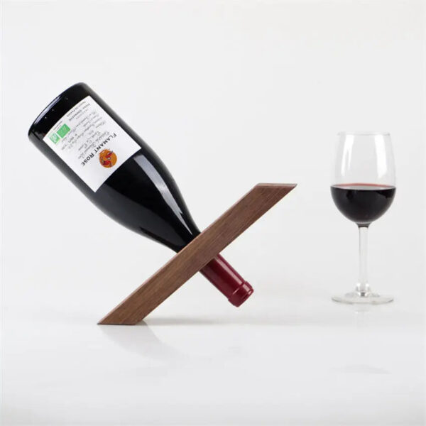 mirusha Balancing Wooden Wine Bottle Holder – Elegant Rustic Wine Display - Image 8
