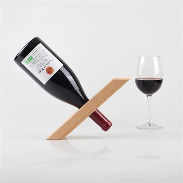 mirusha Balancing Wooden Wine Bottle Holder – Elegant Rustic Wine Display - Image 7
