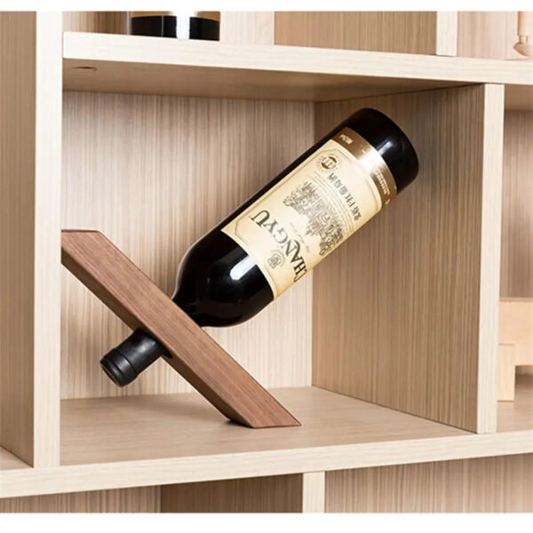 mirusha Balancing Wooden Wine Bottle Holder – Elegant Rustic Wine Display - Image 6