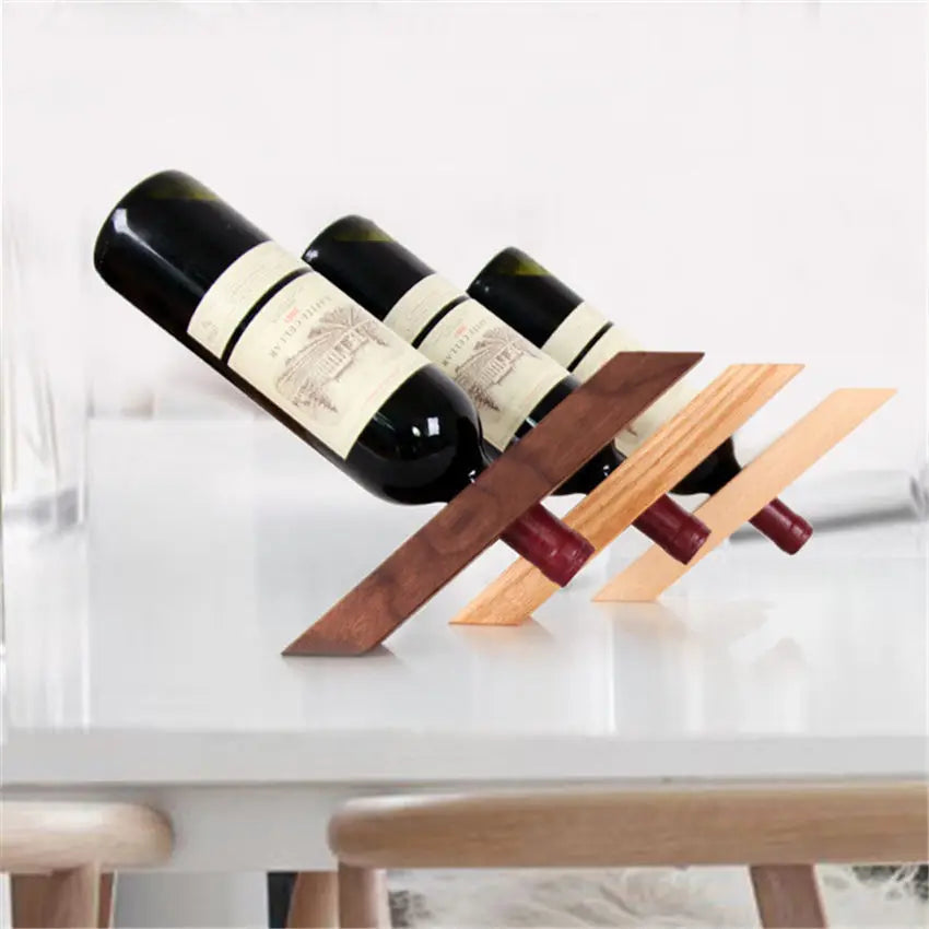 mirusha Balancing Wooden Wine Bottle Holder – Elegant Rustic Wine Display