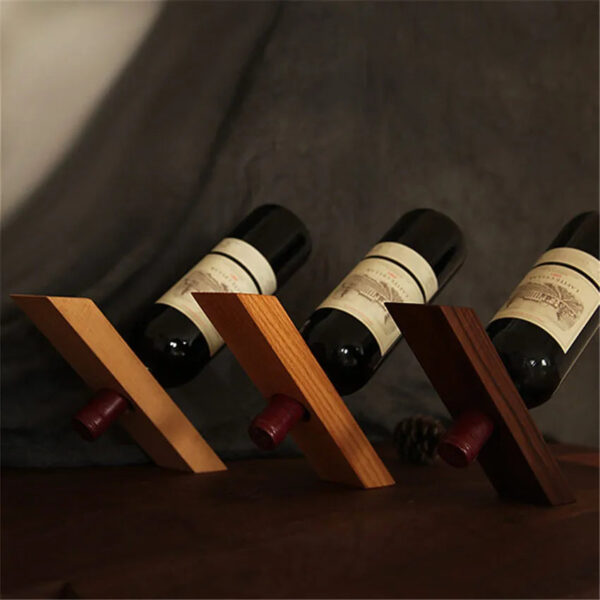 mirusha Balancing Wooden Wine Bottle Holder – Elegant Rustic Wine Display - Image 3