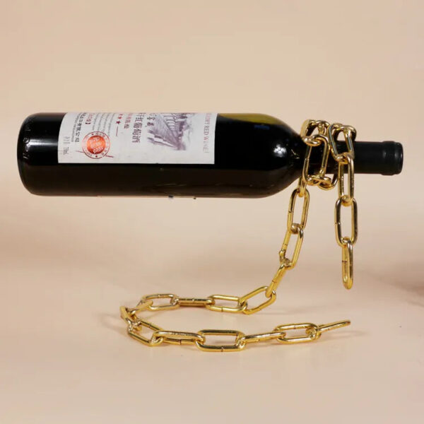 mirusha Floating Iron Chain Wine Bottle Holder – Unique Balancing Wine Display - Image 4