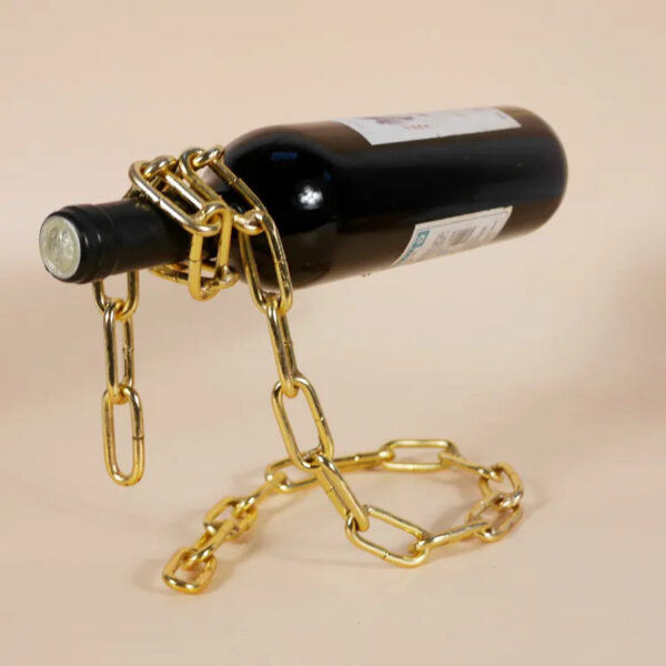 mirusha Floating Iron Chain Wine Bottle Holder – Unique Balancing Wine Display - Image 5