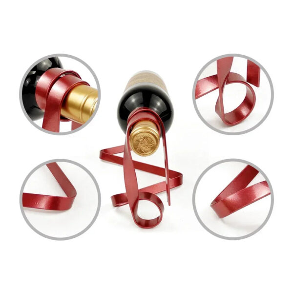mirusha Floating Ribbon Wine Bottle Holder – Stylish Balancing Wine Display - Image 3