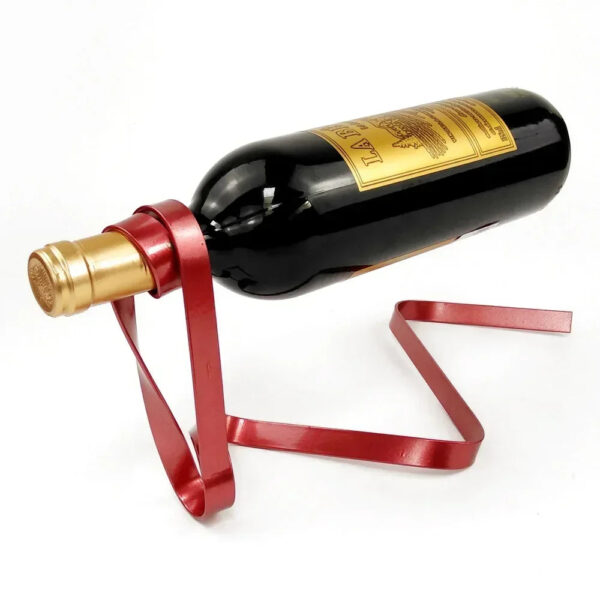 mirusha Floating Ribbon Wine Bottle Holder – Stylish Balancing Wine Display - Image 2