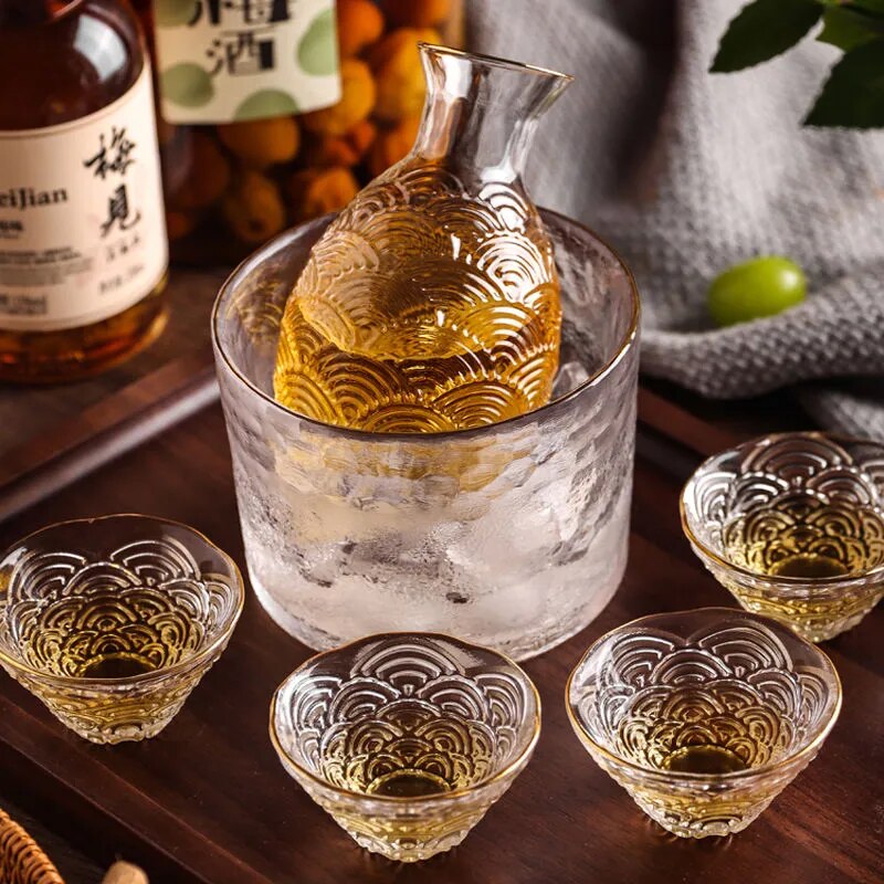 mirusha Modern Seigaiha Sake Set – Elegant Japanese Style Drinkware