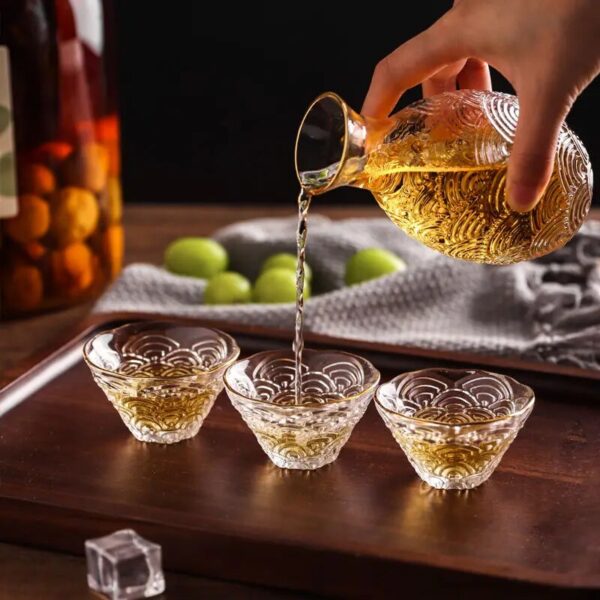 mirusha Modern Seigaiha Sake Set – Elegant Japanese Style Drinkware - Image 2