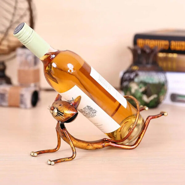 mirusha Yoga Cat Wine Bottle Holder – Fun & Stylish Wine Display - Image 2